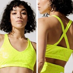 CARBON38 Action Bra 2.0 In Neon Yellow Leopard Takara Shine SIZE:SMALL